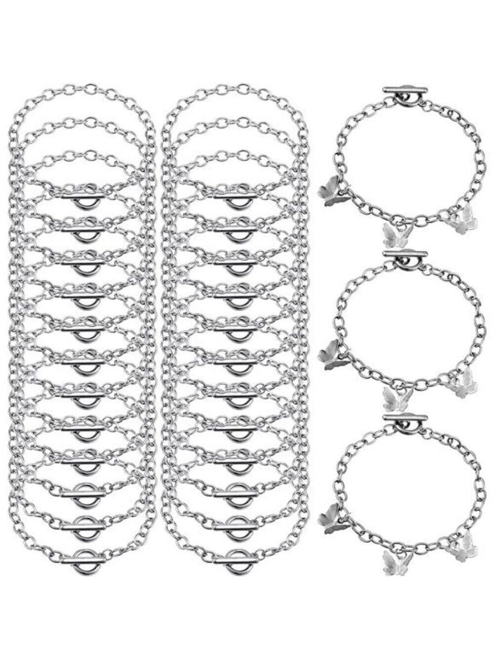 Bulk Bracelet Chains for DIY Jewelry Making Toggle Clasp Link Chains for Women